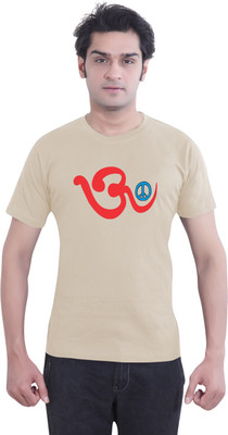 

Tantra Graphic Print Men's Round Neck Beige T-Shirt