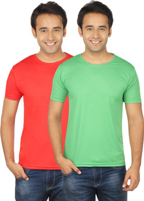 

Quetzal Solid Men's Round Neck Red, Green T-Shirt(Pack of 2, Green;red
