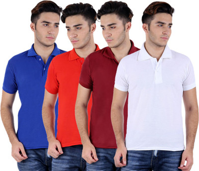 

Sanvi Traders Solid Men Polo Neck Multicolor T-Shirt(Pack of 4