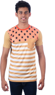 

DDI Self Design Men' Round Neck Orange T-Shirt