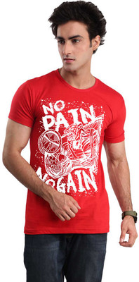 

Inkovy Graphic Print Men's Round Neck Red T-Shirt