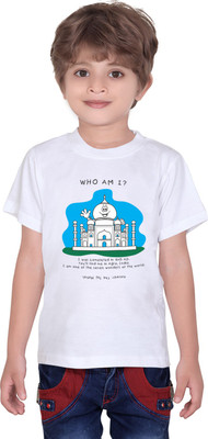 

Tantra Boys Graphic Print T Shirt(White, Pack of 1)
