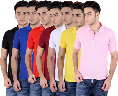 

Sanvi Traders Solid Men Polo Neck Multicolor T-Shirt(Pack of 7