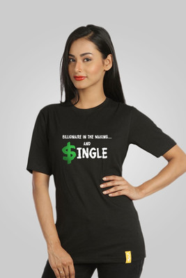 

Campus Sutra Printed Women' Round Neck Black T-Shirt