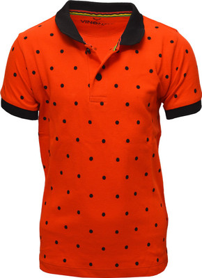 

Vinenzia Boys Polka Print Cotton T Shirt(Orange, Pack of 1