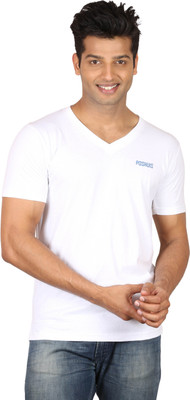 

Poshuis Solid Men's V-neck White T-Shirt