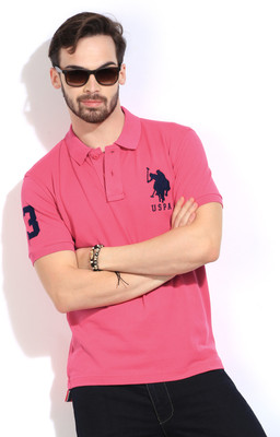 

U.S. Polo Assn. Solid Men's Polo Neck Pink T-Shirt