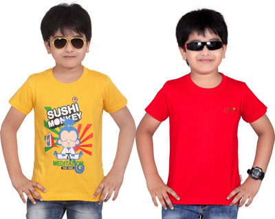 

Dongli Boys Solid T Shirt(Yellow, Pack of 2)