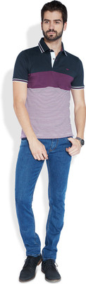 

Park Avenue Striped Men's Polo Neck Purple T-Shirt