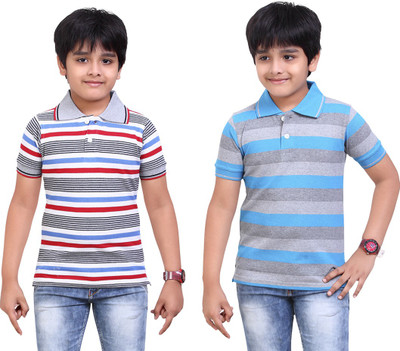

Dongli Boys Striped T Shirt(Grey, Pack of 2), Multicolor