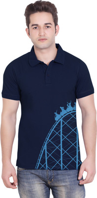 

Tantra Graphic Print Men's Polo Neck Dark Blue T-Shirt, Navy blue