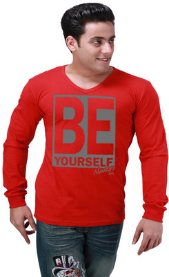 

Inkovy Graphic Print Men's V-neck Red T-Shirt