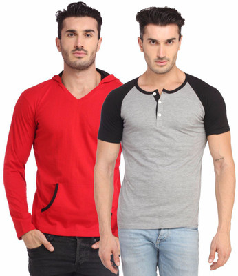 

Leana Striped Men's Henley Multicolor T-Shirt(Pack of 2