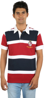 

Red Line Striped Men's Polo Neck Multicolor T-Shirt