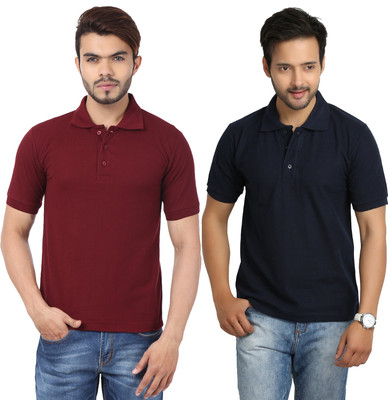 

Weardo Solid Men's Polo Neck Blue, Maroon T-Shirt(Pack of 2, Maroon;navy blue