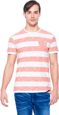 

Mufti Striped Men's Round Neck Red, White T-Shirt, Tomato