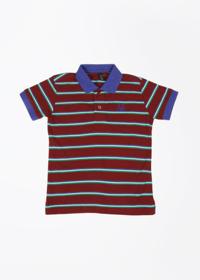 

United Colors of Benetton Boys Striped T Shirt(Maroon, Pack of 1