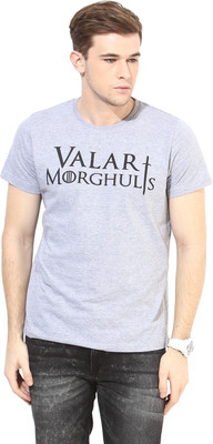 

White Kalia Printed Men's Round Neck Grey T-Shirt
