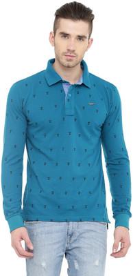 

Gritstones Printed Men's Polo Neck Blue T-Shirt, Blue55