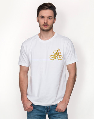 

Foyld Graphic Print Men's Round Neck White, Gold T-Shirt