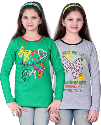 40% OFF on FabTag - SINI MINI Girls Printed T Shirt(Multicolor)