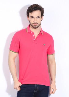 

United Colors of Benetton. Solid Men's Polo Neck Pink T-Shirt