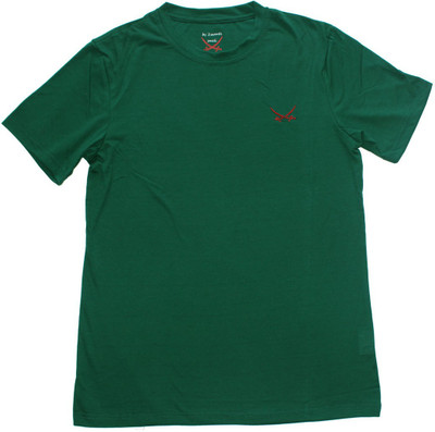 

2swords Solid Men' Round Neck Green T-Shirt, Forestgreen