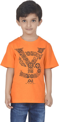 

SuperYoung Boys Printed T Shirt(Orange, Pack of 1