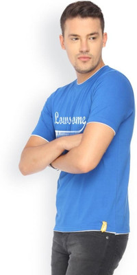 

Campus Sutra Printed Men Round Neck Blue T-Shirt, Royal blue