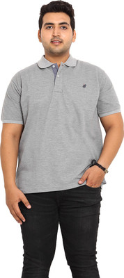 

John Pride Solid Men's Polo Neck Grey T-Shirt
