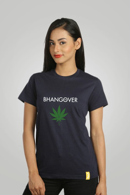 

Campus Sutra Printed Women' Round Neck Dark Blue T-Shirt