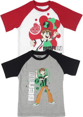

Ben 10 Boys Printed T Shirt(Pack of 2, White_red/g.melange