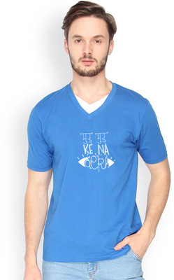 

Campus Sutra Solid Men V-neck Blue T-Shirt, Royal blue