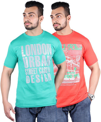 

Shineway Graphic Print Men's Round Neck Multicolor T-Shirt(Pack of 2, Carrot;green