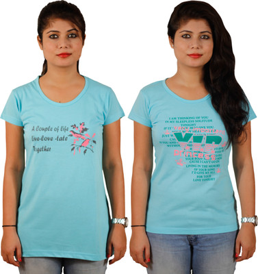 

Tryd Printed Women's Round Neck Multicolor T-Shirt(Pack of 2)