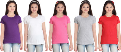

FabTag - Sini Mini Girls Solid T Shirt(Multicolor