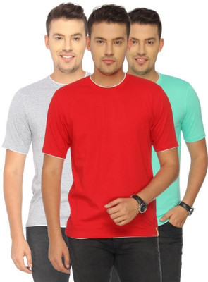 

Campus Sutra Solid Men Round Neck Grey, Red, Green T-Shirt(Pack of 3