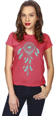 

Karney Printed Women' Round Neck Red T-Shirt
