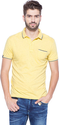 

Mufti Solid Men's Polo Neck Yellow T-Shirt