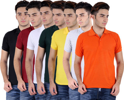 

Sanvi Traders Solid Men Polo Neck Multicolor T-Shirt(Pack of 7