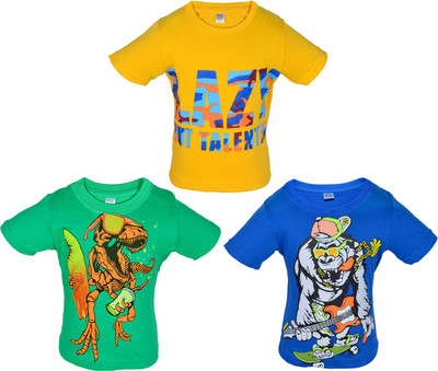 

Gkidz Boys Graphic Print T Shirt(Multicolor, Pack of 3, Yellow