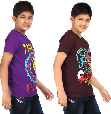 

FabTag - Dongli Boys Printed T Shirt(Brown, Pack of 2, Combo color