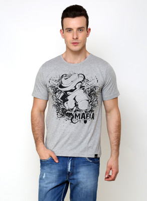 

Rigo Printed Men's Round Neck Grey T-Shirt