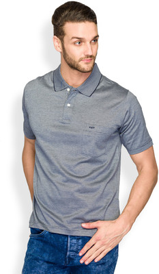 

ColorPlus Striped Men' Polo Neck Blue T-Shirt