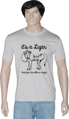 

Tshirt.in Graphic Print Men's Round Neck Grey T-Shirt, Grey melange