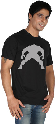 

Trendster Printed Men' Round Neck Black T-Shirt