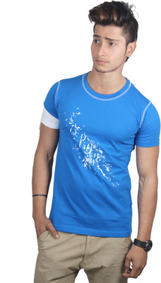 

Spur Graphic Print Men' Round Neck Dark Blue T-Shirt, Royal blue
