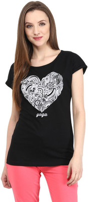 

Ajile by Pantaloons Graphic Print Women's Round Neck Black T-Shirt