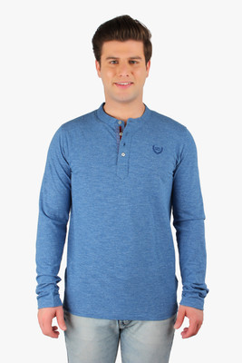 

La Seven Solid Men's Round Neck Dark Blue T-Shirt, Tblue