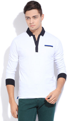 

Mufti Solid Men's Polo Neck White T-Shirt